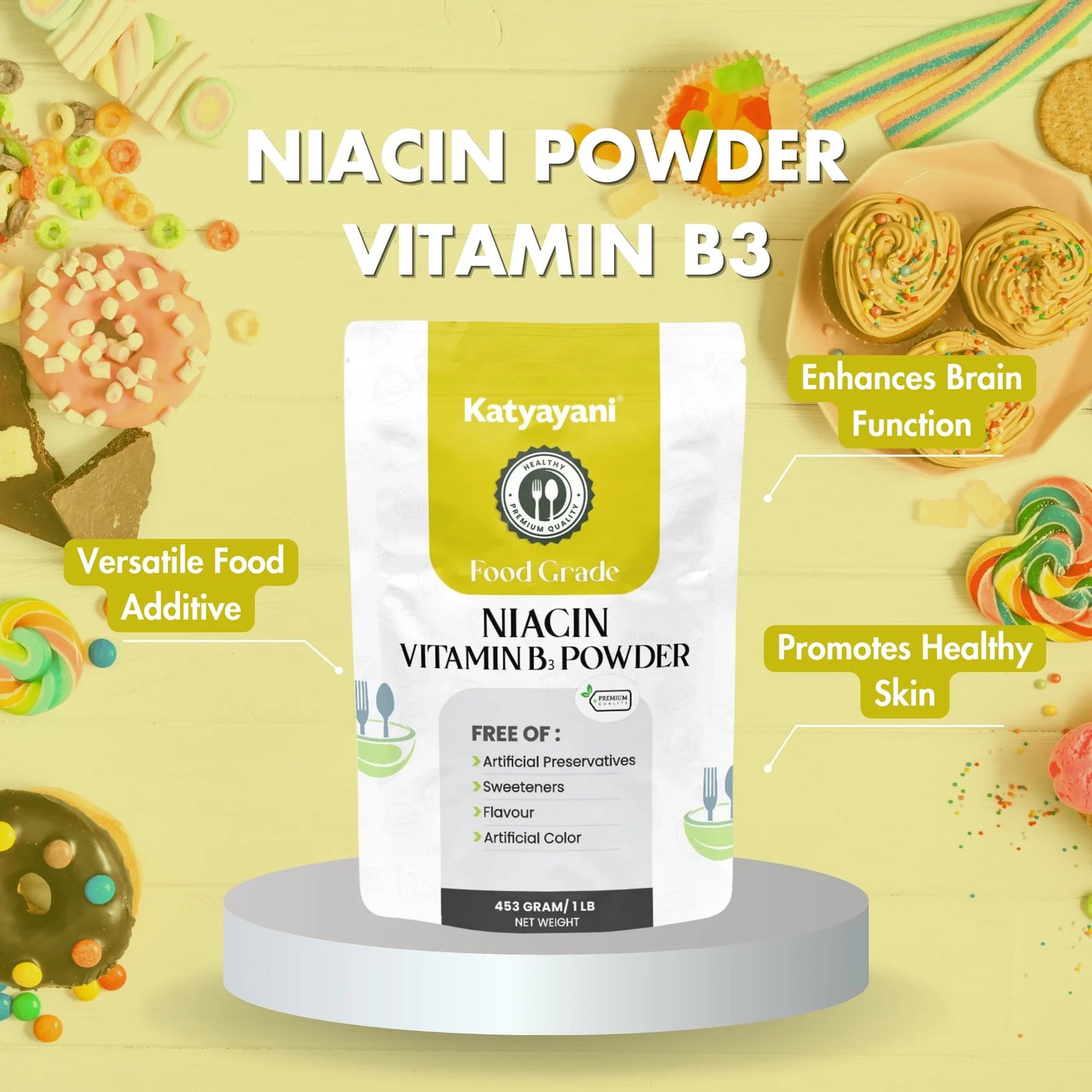 Niacin Powder - Vitamin B3 Supplement 453 gm (1lb)-Food Grade