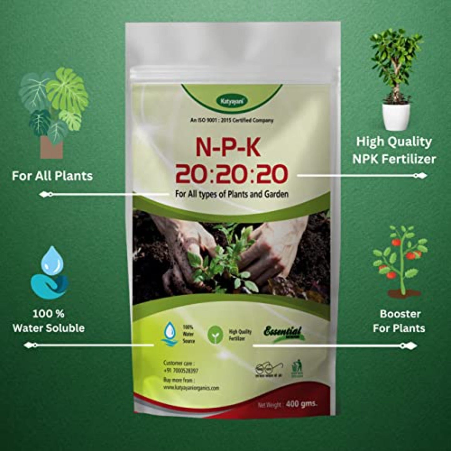 NPK 20 20 20 Fertilizer with 2 Sample -Mix micronutrients and Organic Humic Acid